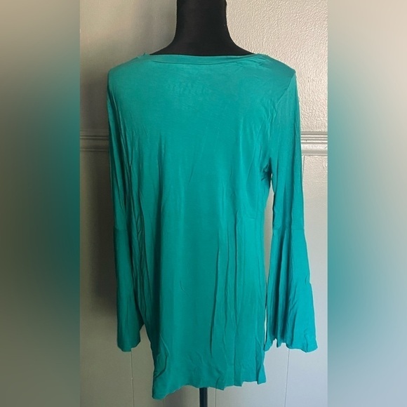 Crazy Train “Knot for Long” Womens Size Small Teal Tunic with Long Bell Sleeve - Picture 3 of 7